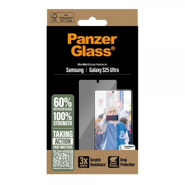 PanzerGlass Samsung Galaxy S25 Ultra Skjermbeskytter Ultra-Wide Fit EasyAligner