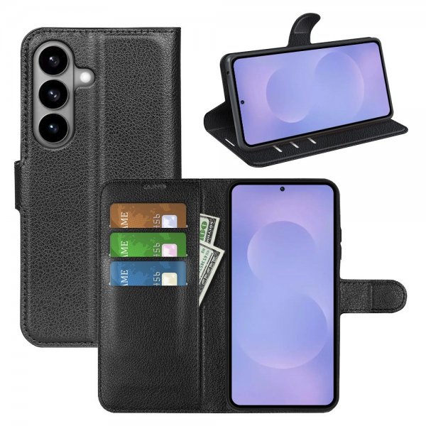 Samsung Galaxy S26 Etui Litchi Svart