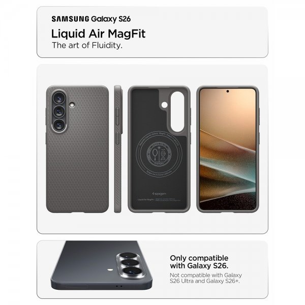Spigen Samsung Galaxy S26 Deksel Liquid Air MagFit Marble Gray