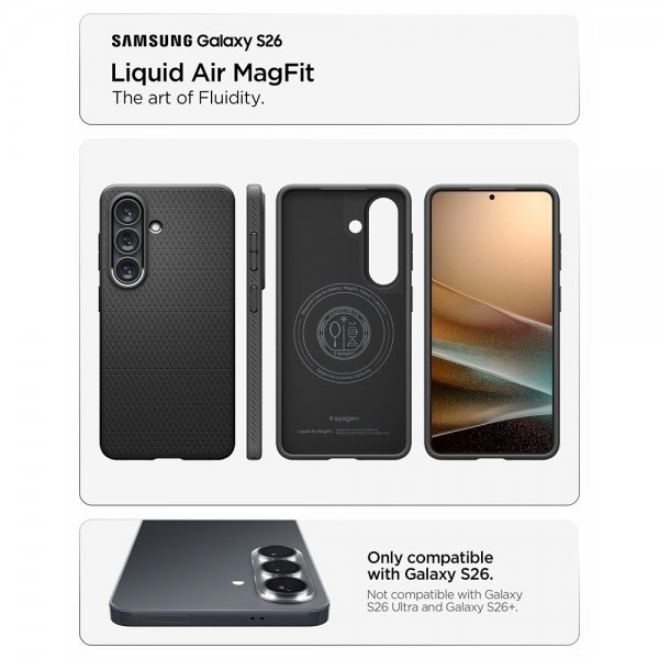 Spigen Samsung Galaxy S26 Deksel Liquid Air MagFit Matte Black