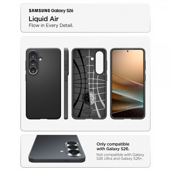 Spigen Samsung Galaxy S26 Deksel Liquid Air Matte Black