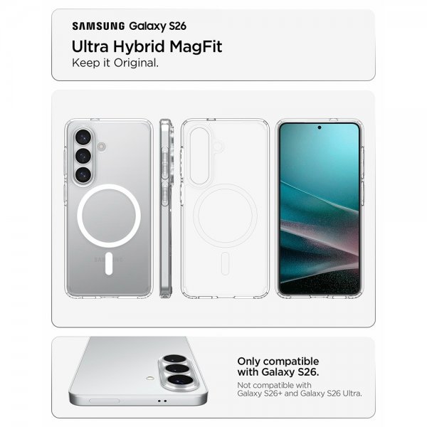 Spigen Samsung Galaxy S26 Deksel Ultra Hybrid MagFit Clear White