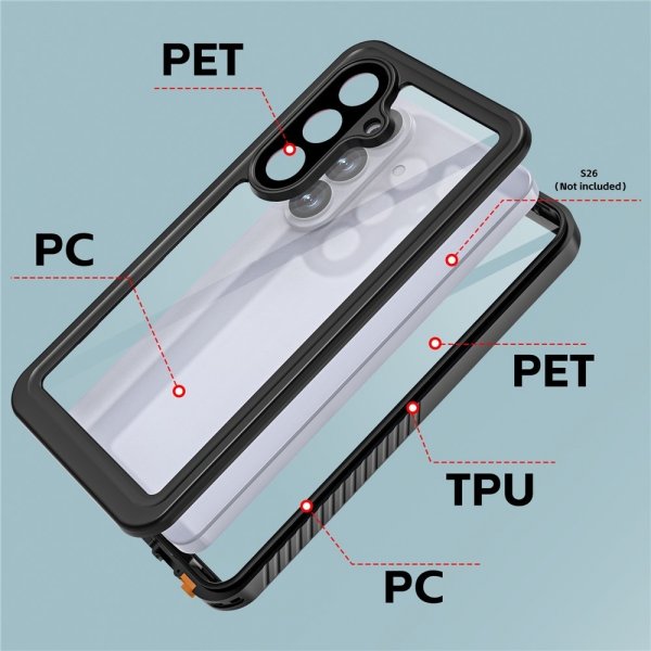 Redpepper Samsung Galaxy S26 Deksel Vanntett IP68 Svart