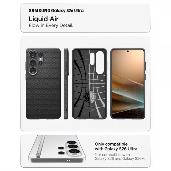 Spigen Samsung Galaxy S26 Ultra Deksel Liquid Air Matte Black