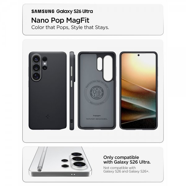 Spigen Samsung Galaxy S26 Ultra Deksel Nano Pop MagFit Black Sesame
