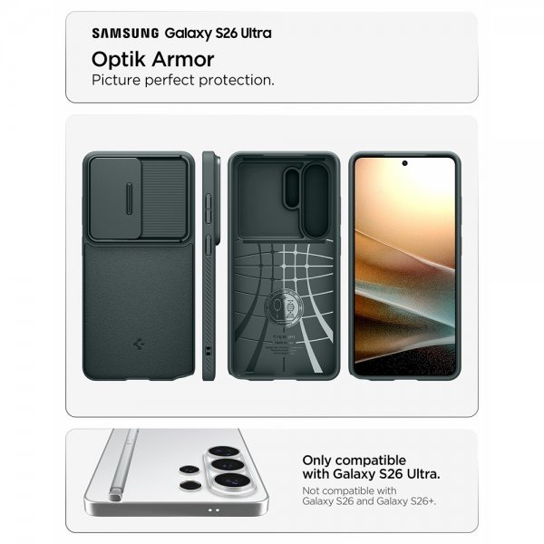 Spigen Samsung Galaxy S26 Ultra Deksel Optik Armor Abyss Green