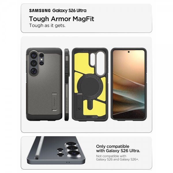 Spigen Samsung Galaxy S26 Ultra Deksel Tough Armor MagFit Gunmetal