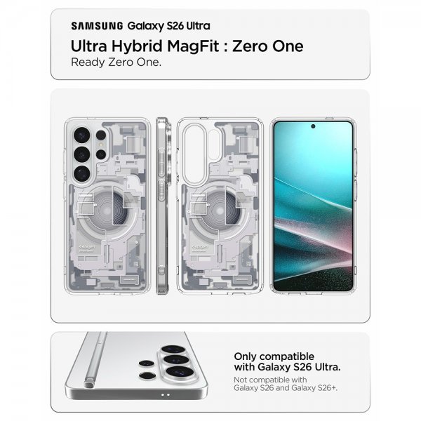 Spigen Samsung Galaxy S26 Ultra Deksel Ultra Hybrid MagFit Zero One Hvit