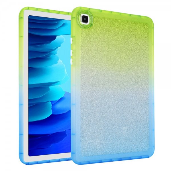 Samsung Galaxy Tab A7 Deksel Glitter Gradient Grønn Blå