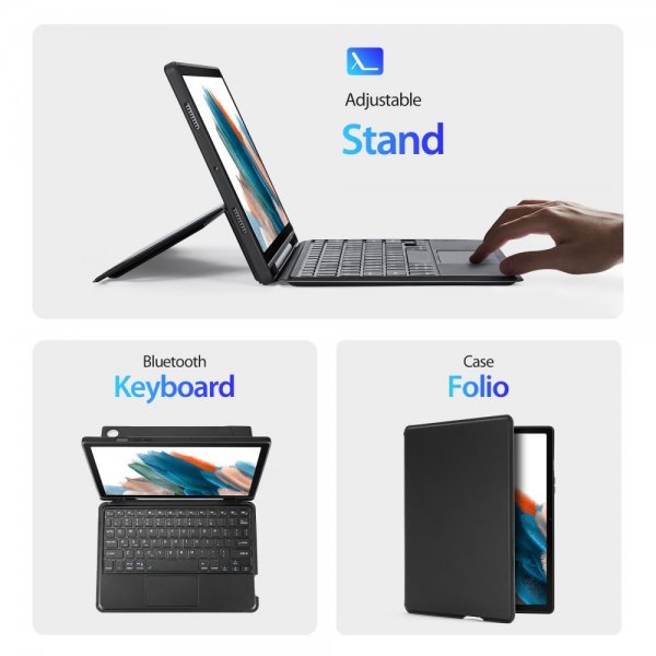 Dux Ducis Samsung Galaxy Tab A8 Etui Avtakbart tastatur Svart