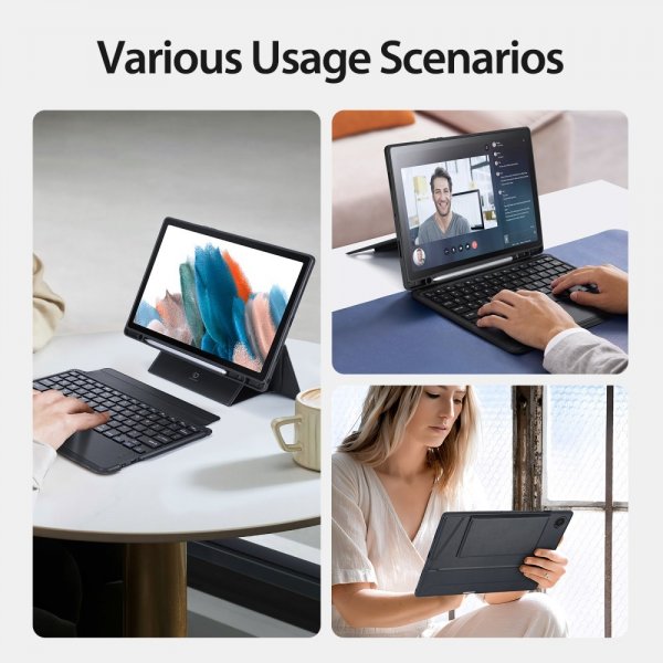 Dux Ducis Samsung Galaxy Tab A8 Etui Avtakbart tastatur Svart