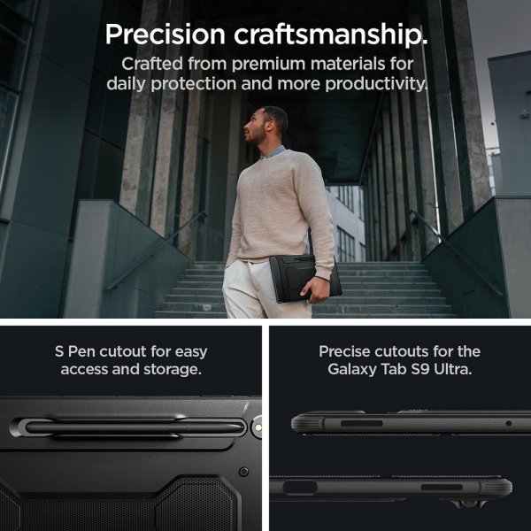 Spigen Samsung Galaxy Tab S8 Ultra/S9 Ultra/S10 Ultra Etui Rugged Armor Pro Svart