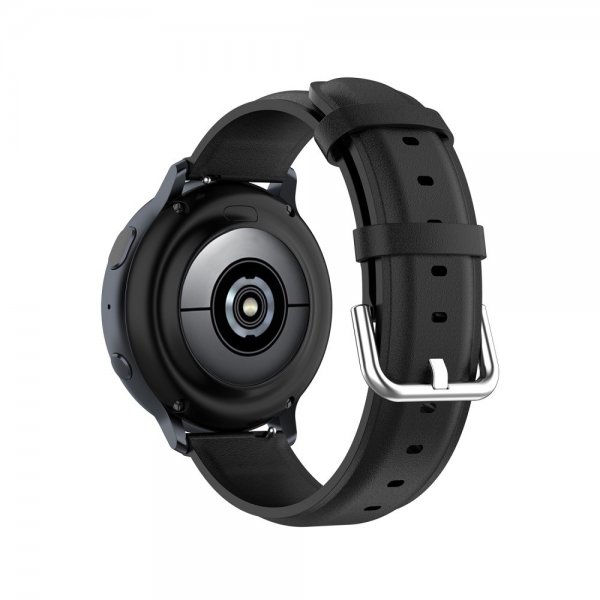 Samsung Galaxy Watch 20mm Armbånd Ekte Skinn Svart
