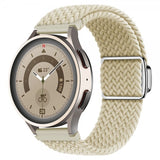Samsung Galaxy Watch 20mm Armbånd Flettet Nylon Krem Hvit