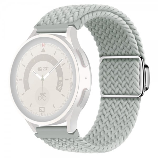 Samsung Galaxy Watch 20mm Armbånd Flettet Nylon Lysegrå