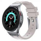 Samsung Galaxy Watch 20mm Armbånd Silikon Sølv Spenne Beige