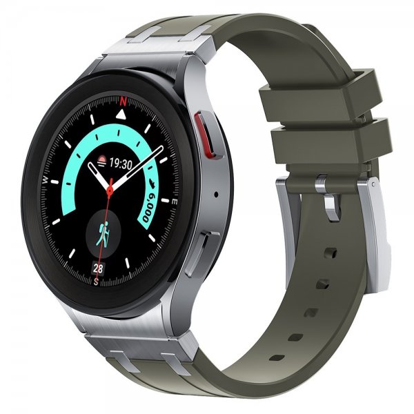 Samsung Galaxy Watch 20mm Armbånd Silikon Sølv Spenne Grønn