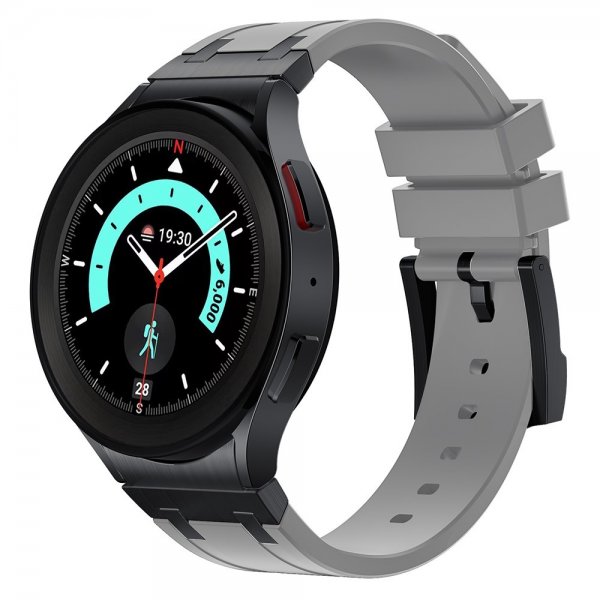 Samsung Galaxy Watch 20mm Armbånd Silikon Svart Spenne Grå