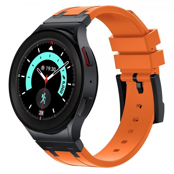 Samsung Galaxy Watch 20mm Armbånd Silikon Svart Spenne Oransje