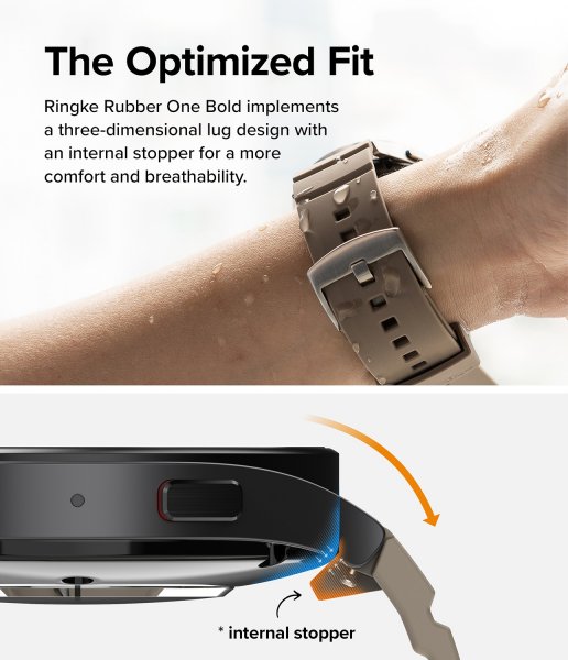 Ringke Samsung Galaxy Watch 20mm Armbånd Rubber One Bold Band Gray Sand