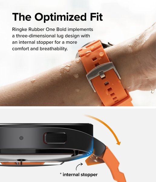 Ringke Samsung Galaxy Watch 20mm Armbånd Rubber One Bold Band Oransje