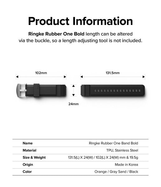Ringke Samsung Galaxy Watch 20mm Armbånd Rubber One Bold Band Svart