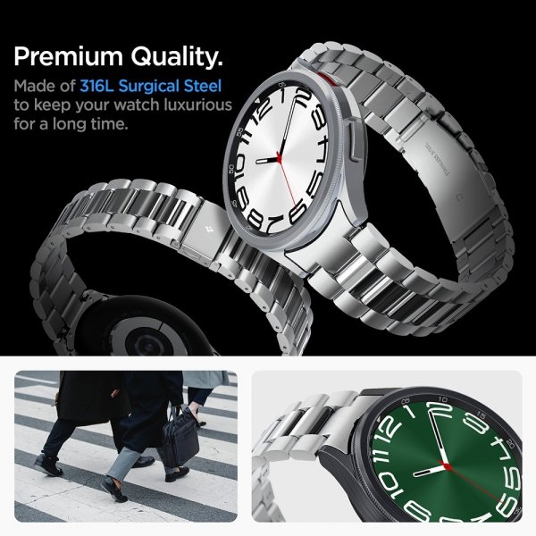 Spigen Samsung Galaxy Watch 6 Classic 47mm Armbånd Modern Fit 316L Sølv