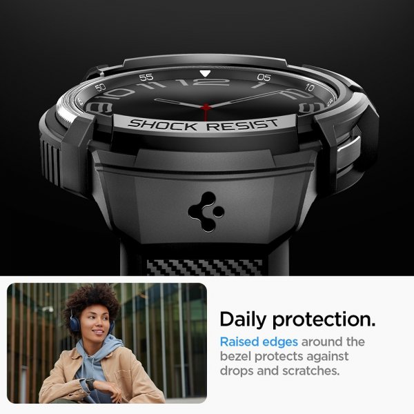 Spigen Samsung Galaxy Watch 6 Classic 47mm Deksel Armbånd Rugged Armor Pro Svart