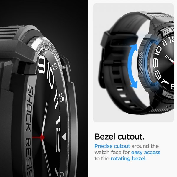 Spigen Samsung Galaxy Watch 6 Classic 47mm Deksel Armbånd Rugged Armor Pro Svart