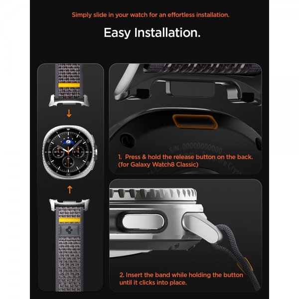 Spigen Samsung Galaxy Watch 8 40/44mm/Classic 46mm Armbånd Athlex Air Active Gray