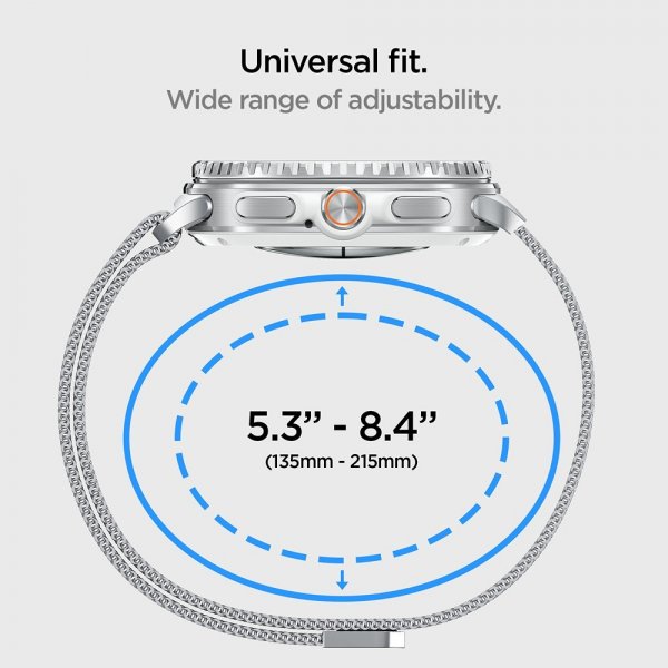 Spigen Samsung Galaxy Watch 8 40/44mm/Classic 46mm Armbånd Metal Fit Sølv