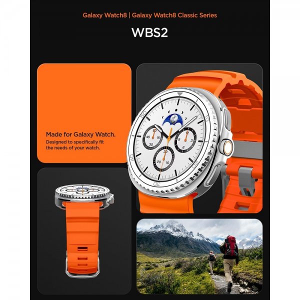 Spigen Samsung Galaxy Watch 8 40/44mm/Classic 46mm Armbånd WBS2 Oransje
