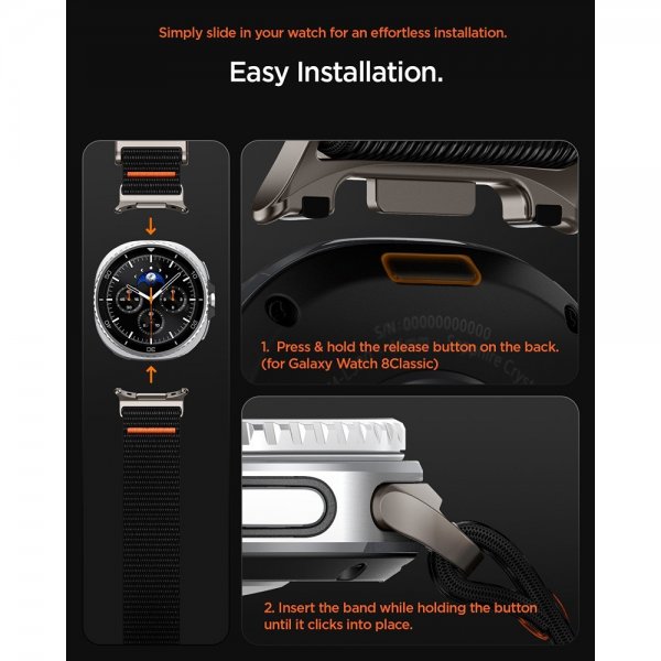 Spigen Samsung Galaxy Watch 8 40/44mm/Classic 46mm Armbånd DuraPro Flex Svart