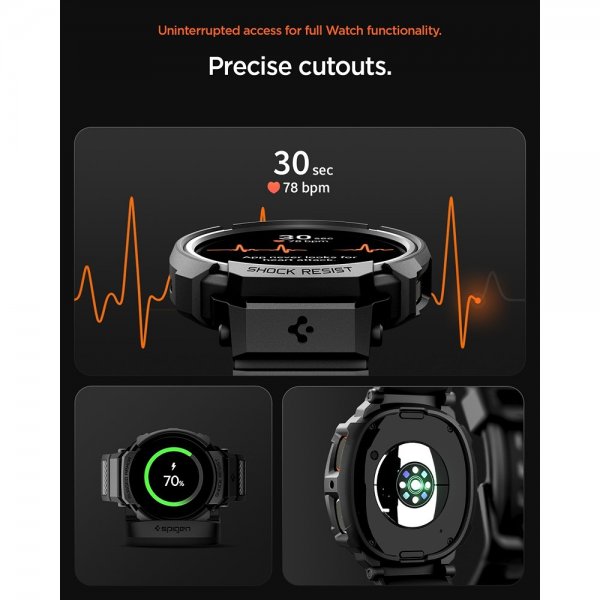 Spigen Samsung Galaxy Watch 8 44mm Armbånd og Deksel Rugged Armor Pro Matte Black