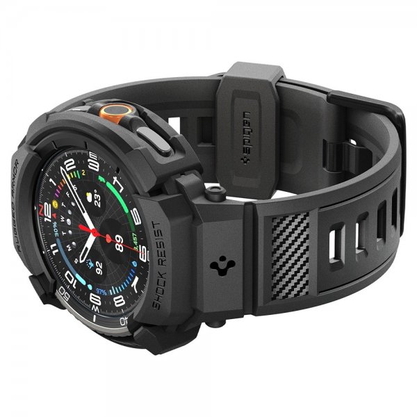 Spigen Samsung Galaxy Watch 8 Classic 46mm Armbånd og Deksel Rugged Armor Pro Matte Black