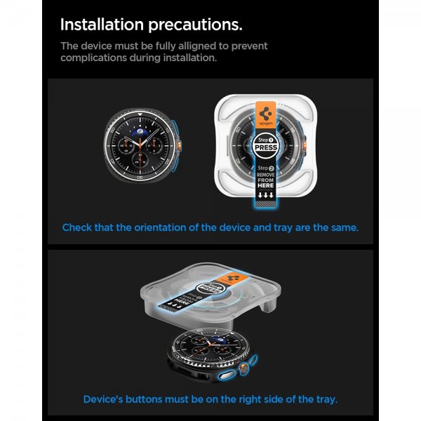 Spigen Samsung Galaxy Watch 8 Classic 46mm Skjermbeskytter GLAS.tR EZ Fit 2-pakning