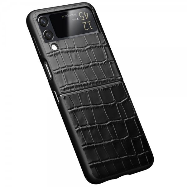 Qialino Samsung Galaxy Z Flip 4 Deksel Krokodillemønster Svart