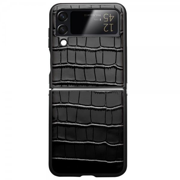 Qialino Samsung Galaxy Z Flip 4 Deksel Krokodillemønster Svart