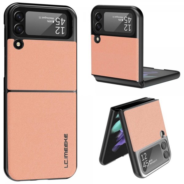 Lc.Imeeke Samsung Galaxy Z Flip 4 Deksel Skinntekstur Rosa
