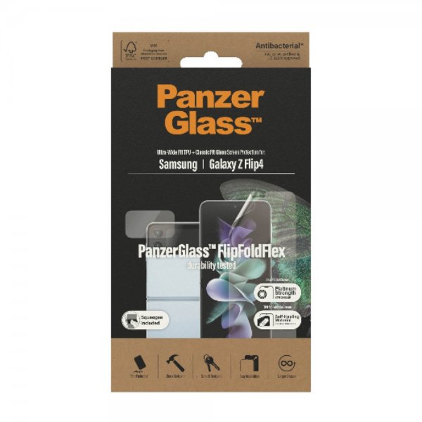 PanzerGlass Samsung Galaxy Z Flip 4 Skjermbeskytter FlipFoldFlex Ultra-Wide Fit TPU + Classic Fit Glass