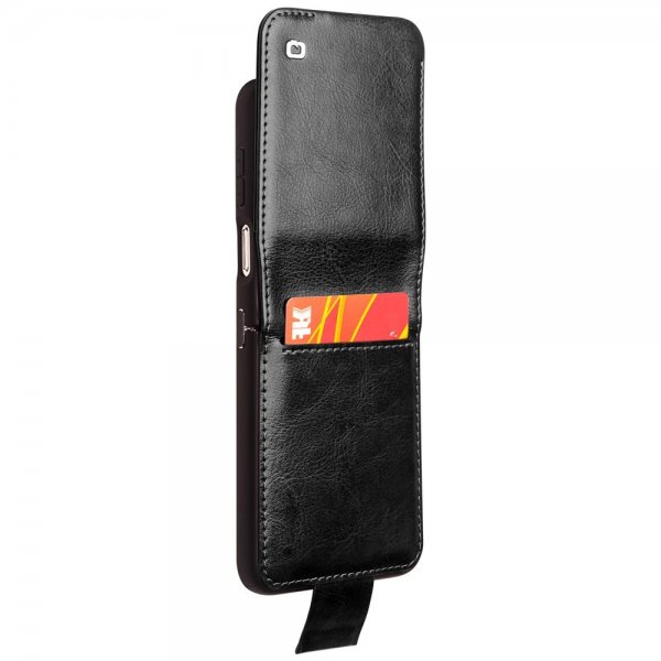 Qialino Samsung Galaxy Z Flip 5 Etui Ekte Skinn Svart