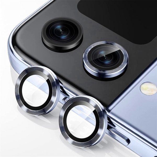 ENKAY Samsung Galaxy Z Flip 5 Kamerabeskytter i Herdet Glass Aluminium Blå
