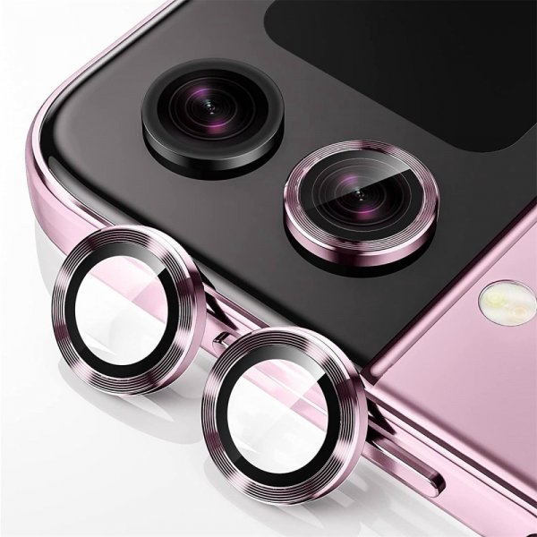 ENKAY Samsung Galaxy Z Flip 5 Kamerabeskytter i Herdet Glass Aluminium Rosa