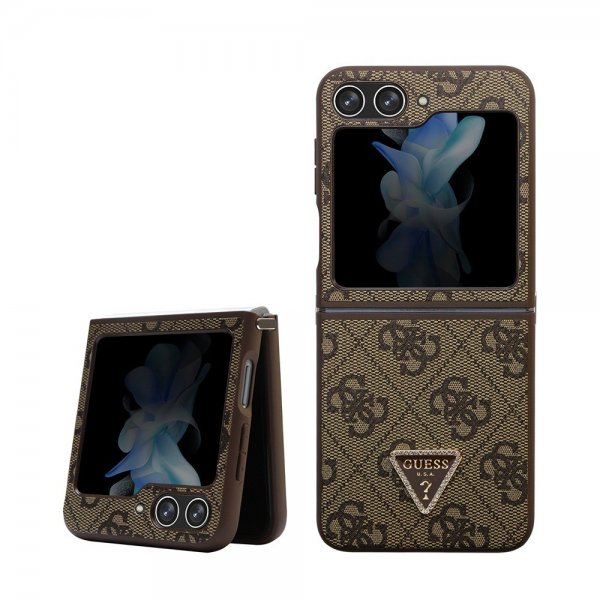 Guess Samsung Galaxy Z Flip 5 Deksel 4G Metal Triangle Strass Brun