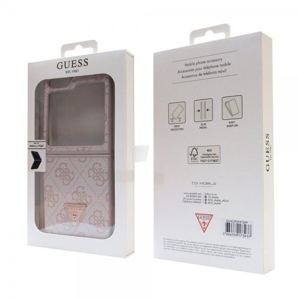 Guess Samsung Galaxy Z Flip 5 Deksel 4G Metal Triangle Strass Rosa