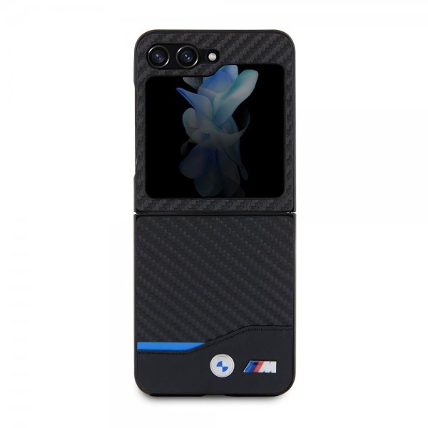 BMW Samsung Galaxy Z Flip 5 Deksel Carbon Effect Metal Logo Svart