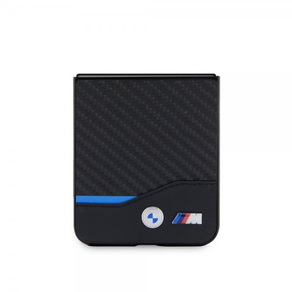BMW Samsung Galaxy Z Flip 5 Deksel Carbon Effect Metal Logo Svart
