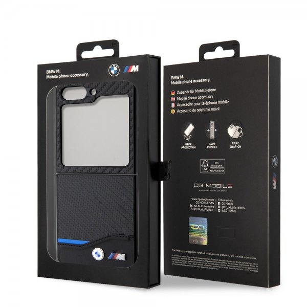BMW Samsung Galaxy Z Flip 5 Deksel Carbon Effect Metal Logo Svart