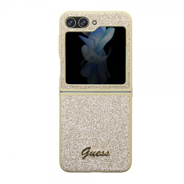 Guess Samsung Galaxy Z Flip 5 Deksel Glitter Flakes Metal Logo Gull