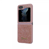 Guess Samsung Galaxy Z Flip 5 Deksel Glitter Flakes Metal Logo Rosa